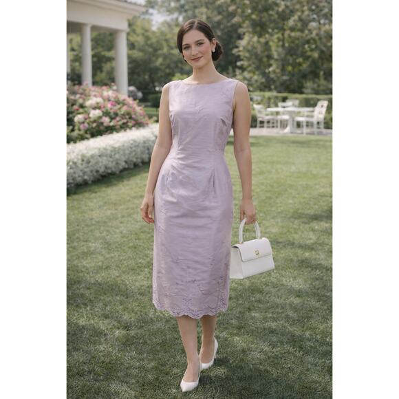 Neiman Marcus Dresses & Skirts - Neiman Marcus Floral Embroidered Silk Sheath Dress Coquette Cottagecore Fairy 6